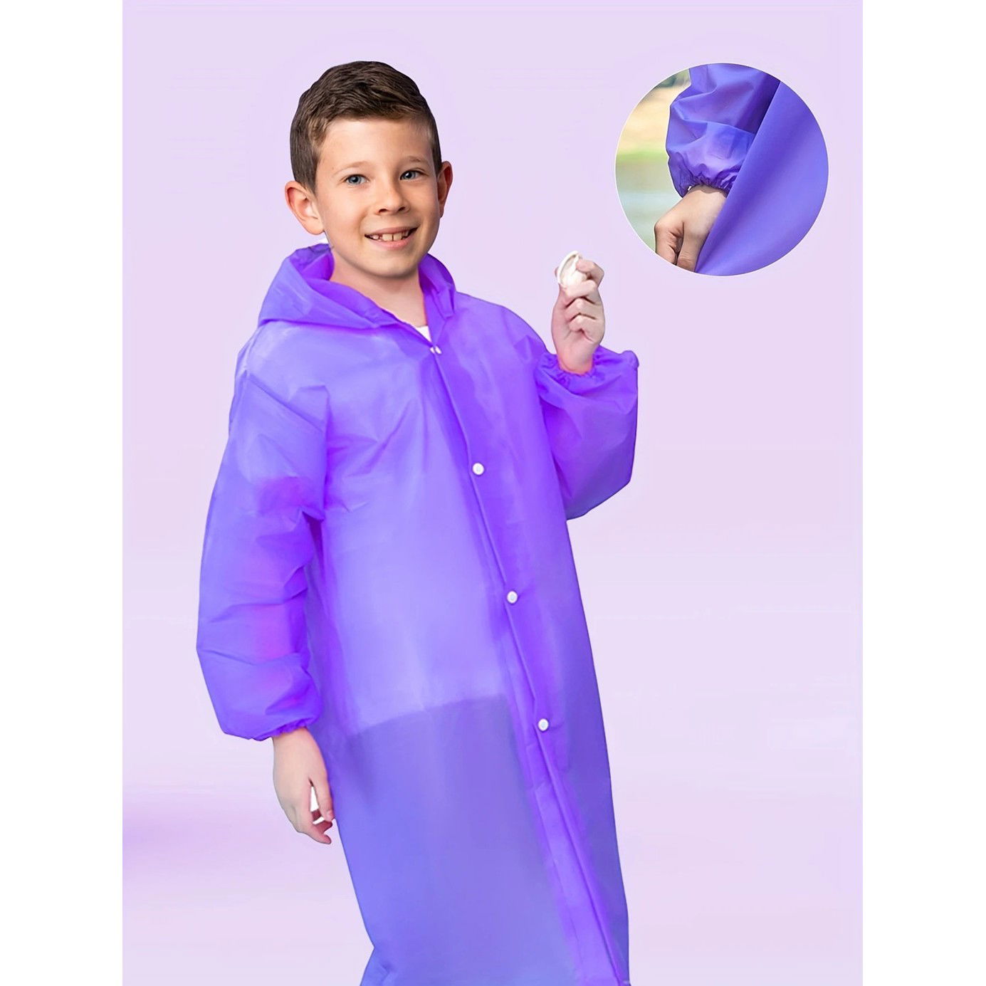 Pelerina de Ploaie, Flippy, pentru Copii 100-145 cm, din EVA, Impermeabila, Inchidere cu Capse, Mov [4]