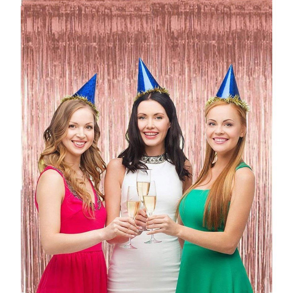 Perdea Franjurata, Flippy, Model Decor Petrecere, pentru Fundal de Poze, Amenajare Colorata a Petrecerii, Dimensiune 100x200 cm, Roz Auriu [4]