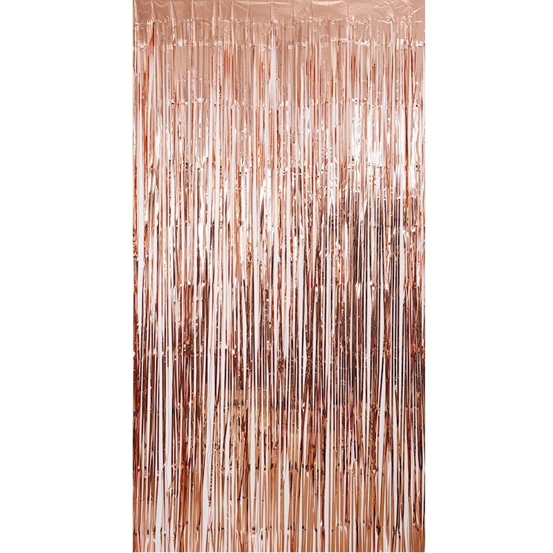 10 - 25 LEI - Perdea Franjurata, Flippy, Model Decor Petrecere, pentru Fundal de Poze, Amenajare Colorata a Petrecerii, Dimensiune 100x200 cm, Roz Auriu