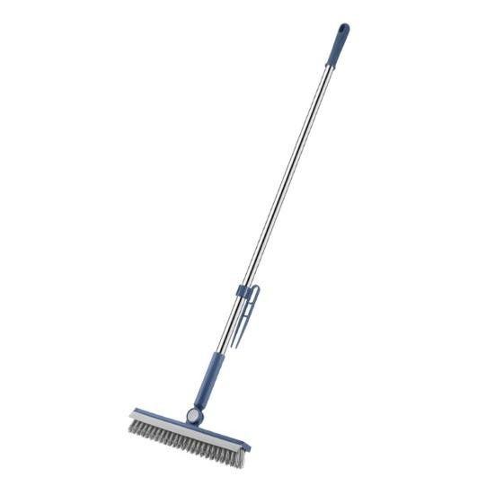 Pentru casa - Perie de Curatare pentru Podele si Rosturi, Flippy, Lungime Maner 105 cm, Capat Pivotant 180 Grade, Peri din PP, Otel si Plastic, Cleste pentru Scame si Par Inclus, Albastru