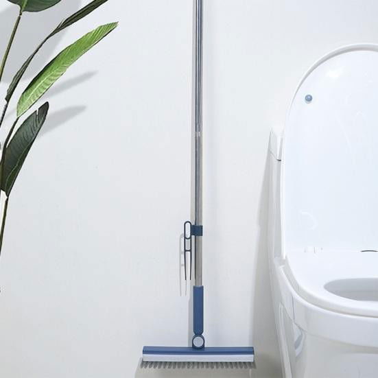 Pentru casa - Perie de Curatare pentru Podele si Rosturi, Flippy, Lungime Maner 105 cm, Capat Pivotant 180 Grade, Peri din PP, Otel si Plastic, Cleste pentru Scame si Par Inclus, Albastru