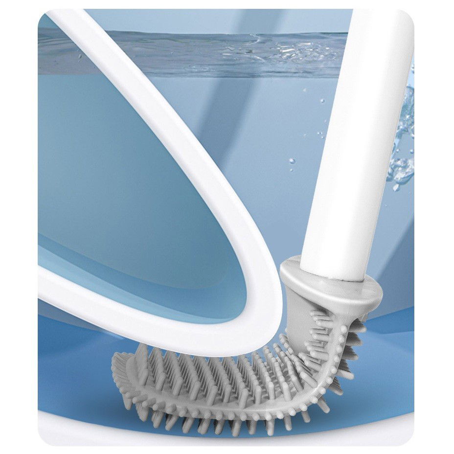 Perie de Toaleta, Flippy, cu Recipient pentru Lichid, perie din TPR, Montare fara Perfoare, 12 x 6.5 x 40 cm, Gri [3]