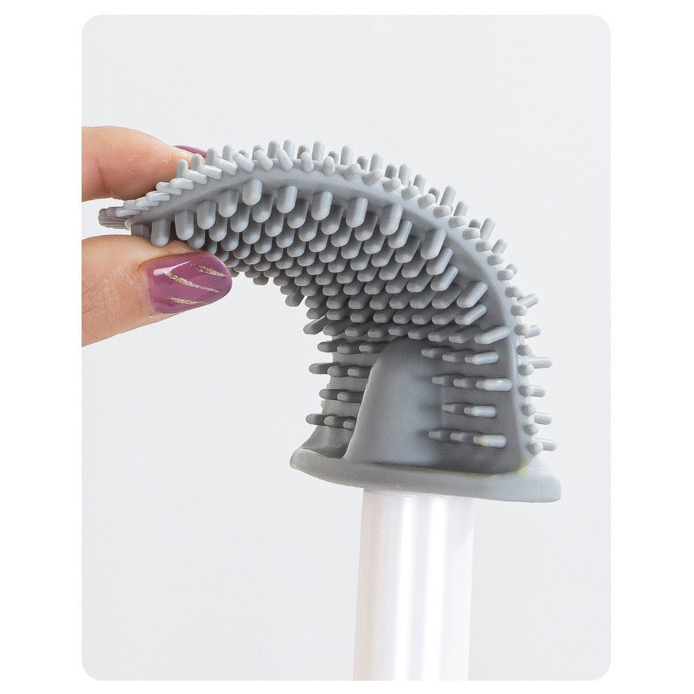 Perie de Toaleta, Flippy, cu Recipient pentru Lichid, perie din TPR, Montare fara Perfoare, 12 x 6.5 x 40 cm, Alb [4]