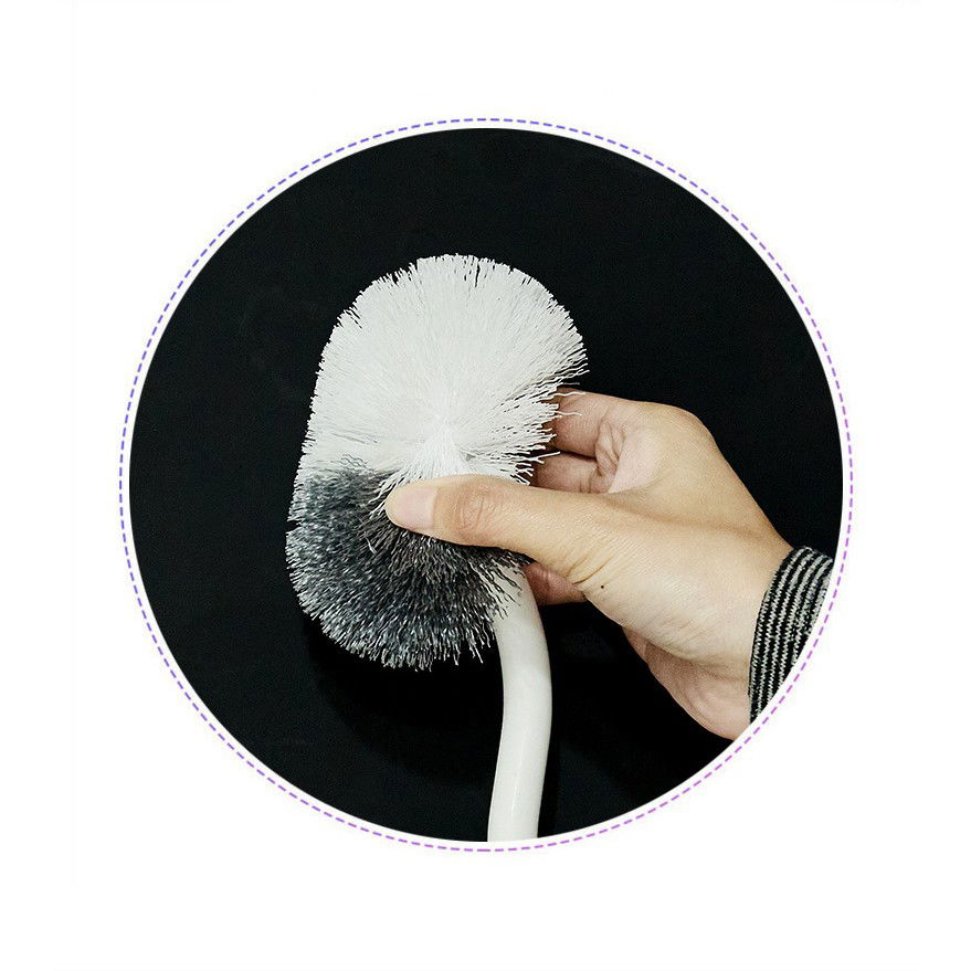 Perie de Toaleta, Flippy, Maner Curbat, cu Suport, 40 x 12 cm, Peri Flexibili, Alb [5]