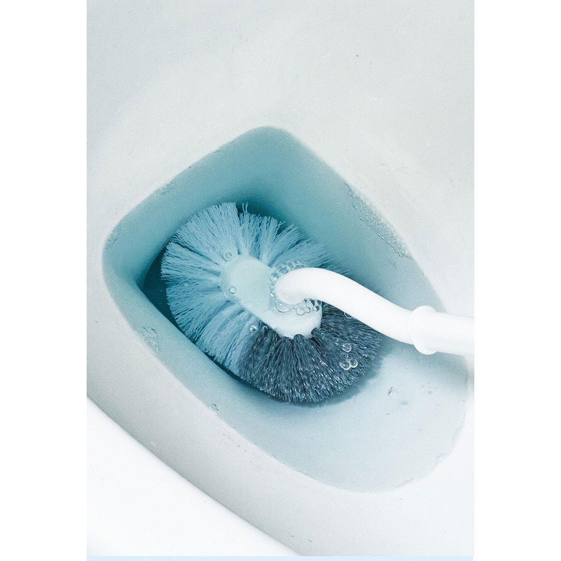 Perie de Toaleta, Flippy, Maner Curbat, cu Suport, 40 x 12 cm, Peri Flexibili, Alb [4]