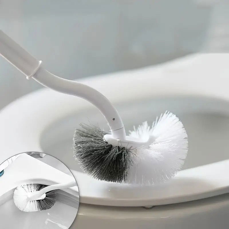 Pentru casa - Perie de Toaleta, Flippy, Maner Curbat, cu Suport, 40 x 12 cm, Peri Flexibili, Alb