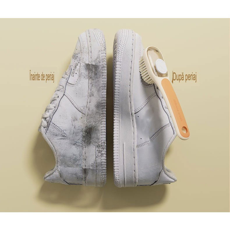 Perie Multifunctionala 2 in 1, Flippy, Perie Densa/Perie din Piele de Caprioara, cu Recipient Lichid, Maner Lung, 20.1x 4.3 x 5 cm, Portocaliu [10]