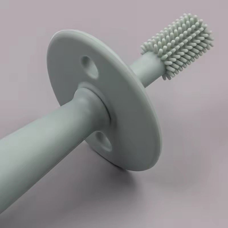 Periuta de Dinti din Silicon pentru Bebelusi, Flippy, fara BPA, 360 Grade, Bariera Anti-Inghitire, Maner Ergonomic, 12.5 x 15 cm, Turcoaz [4]