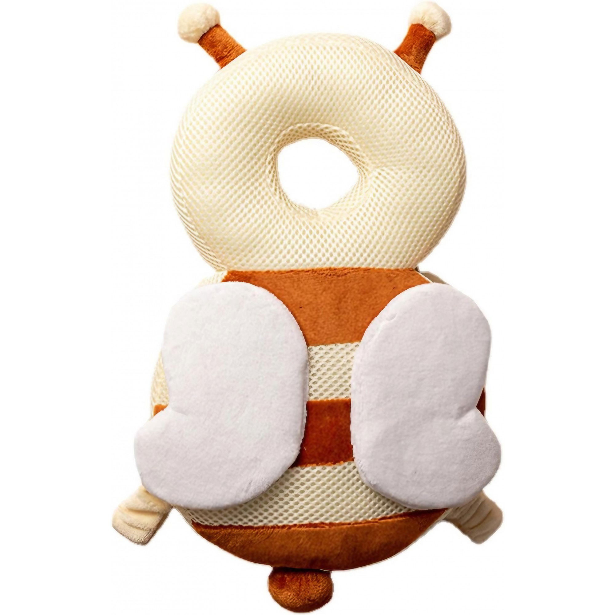 50 - 100 LEI - Perna tip Rucsac pentru Protectia Capului, Flippy, Tetiera tip Albina, pentru Bebelusi, Design tip Plasa, 33x6x19 cm, 180 g, Maro/Bej