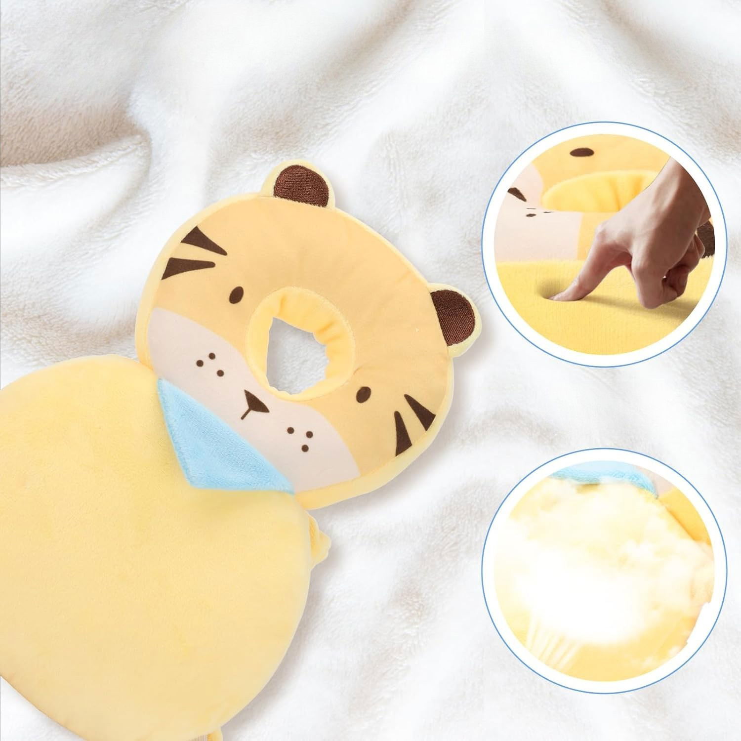 Perna tip Rucsac pentru Protectia Capului, Flippy, Tetiera tip Tigru, pentru Bebelusi, 33x6x19 cm, 180 g, Crem [3]