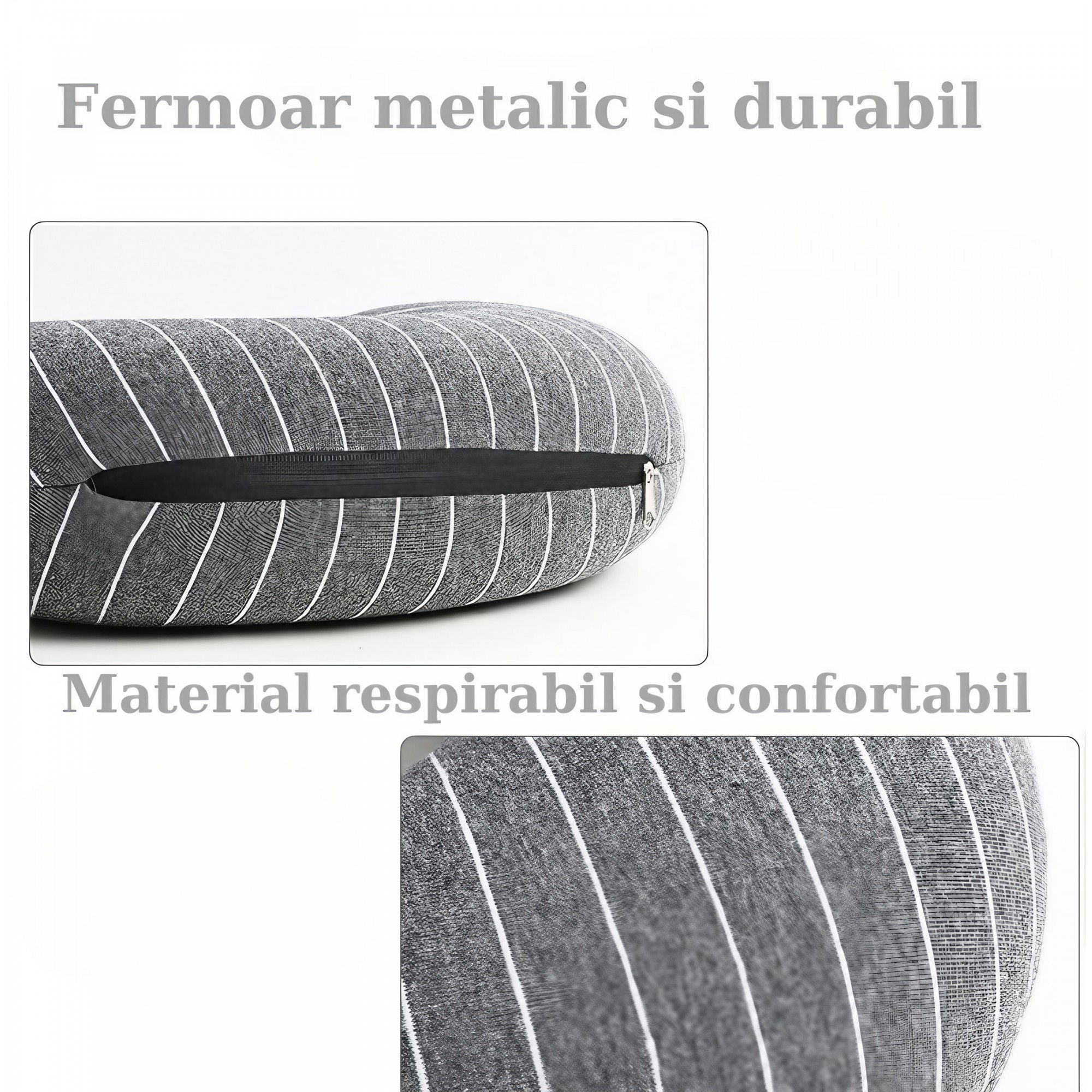 Perna de calatorie, Flippy , 2 in 1, cu Particule de Spuma cu Memorie, Gri [5]