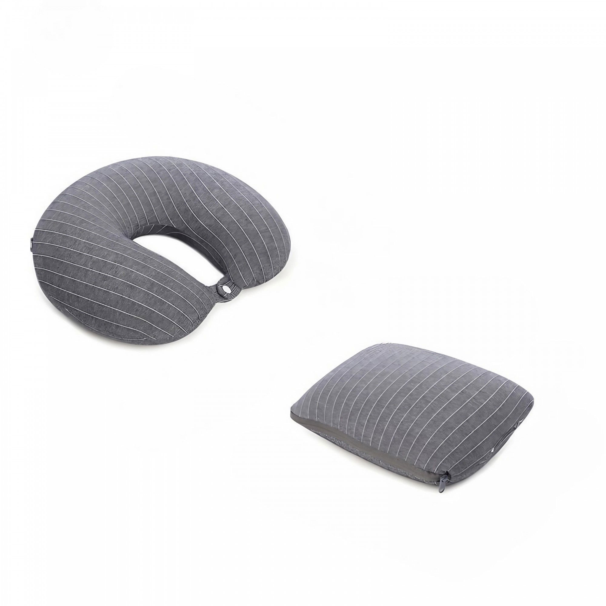 50 - 100 LEI - Perna de calatorie, Flippy , 2 in 1, cu Particule de Spuma cu Memorie, Gri