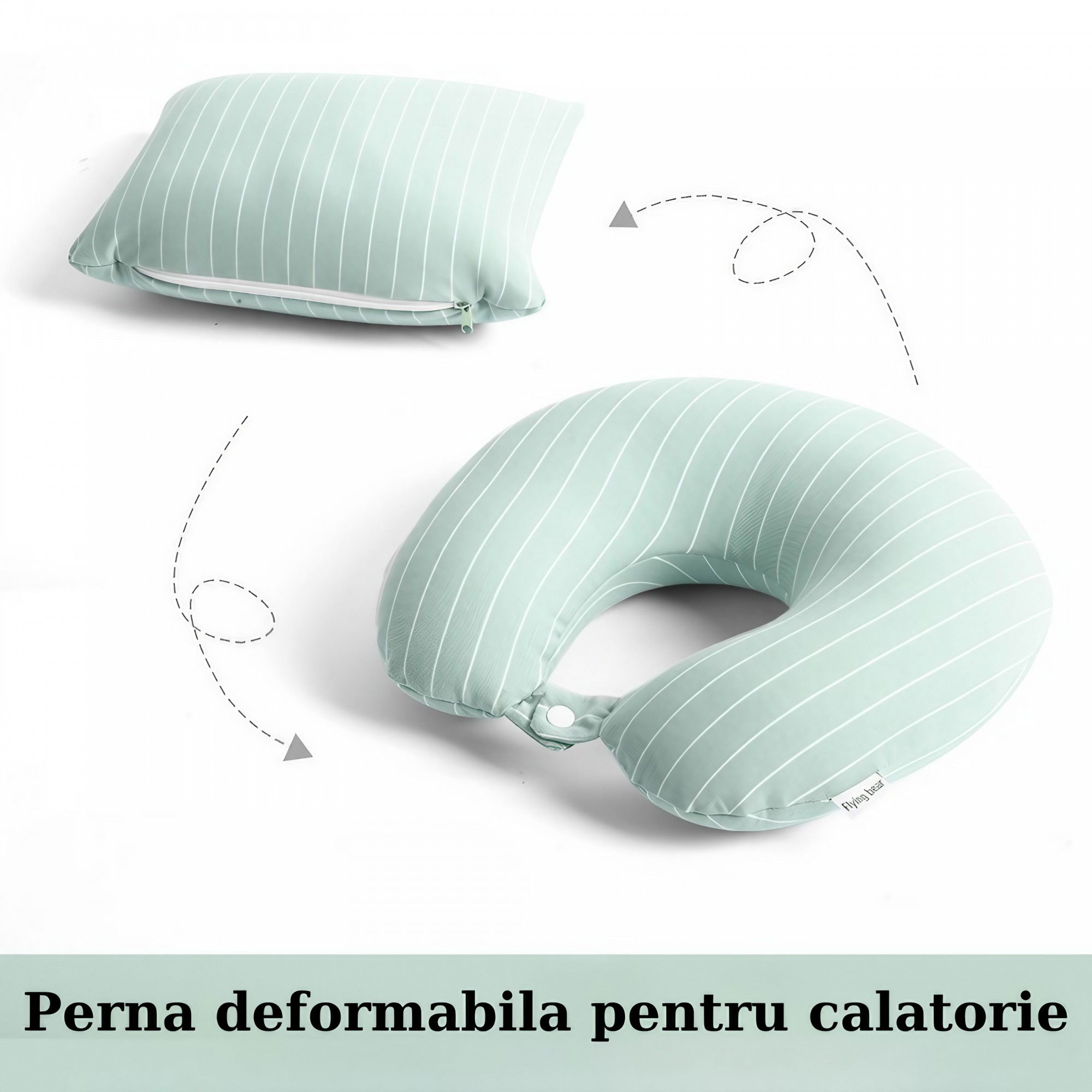 Perna de calatorie, Flippy , 2 in 1, cu Particule de Spuma cu Memorie, Verde [4]