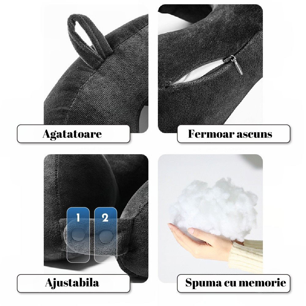 Perna de Calatorie, Flippy, Pentru Gat, din Bumbac, cu 4 Cocoase, Ajustabila, Gri [6]