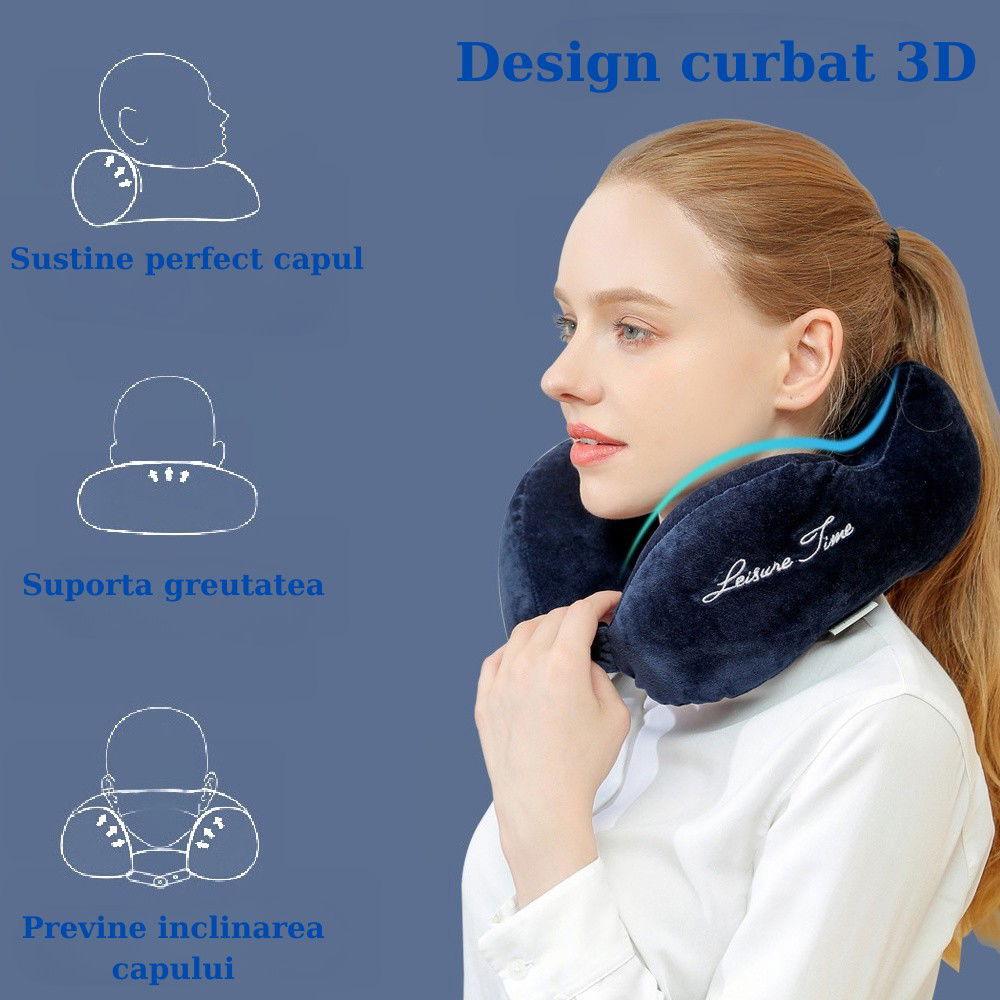 Perna de Calatorie, Flippy, Pentru Gat, din Bumbac, cu 4 Cocoase, Ajustabila, Albastru [5]