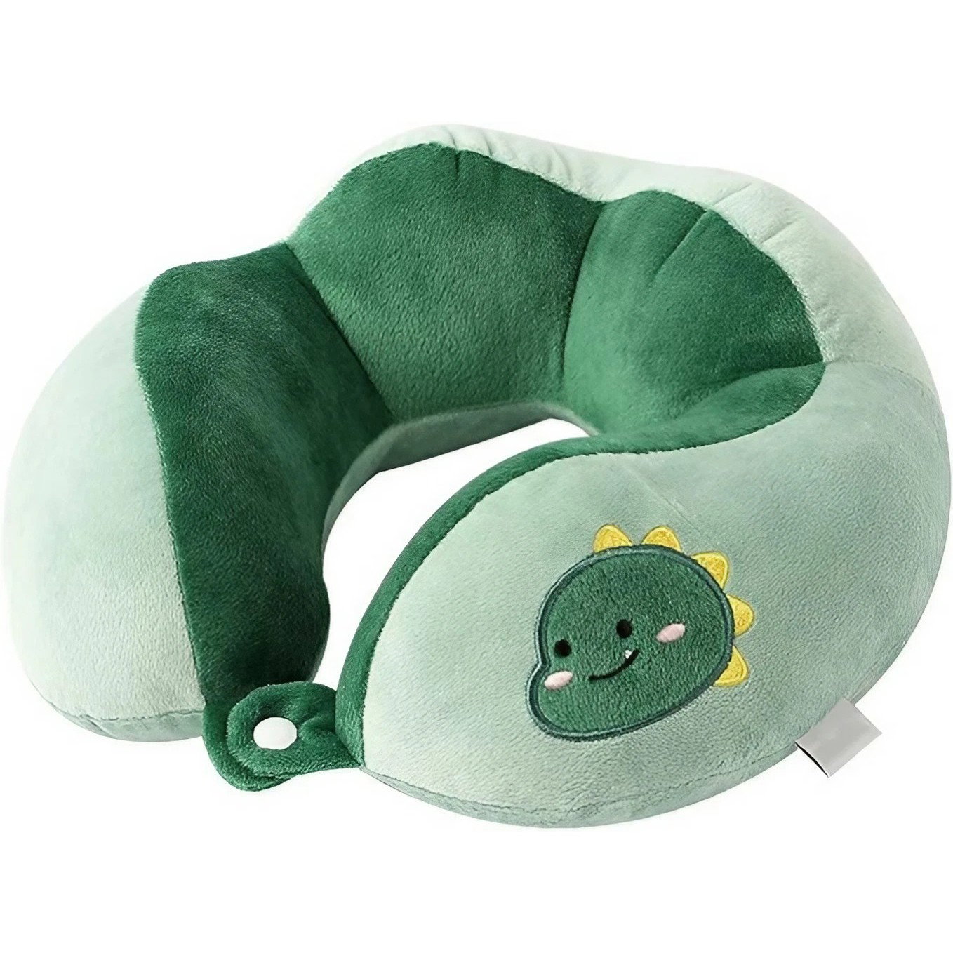 Perne Voiaj, Paturi si Textile - Perna de Calatorie, Flippy, Pentru Gat si Cap, Umplutura din Bumbac, 28x28x10 cm, cu Model Brodat Dinozaur, Verde