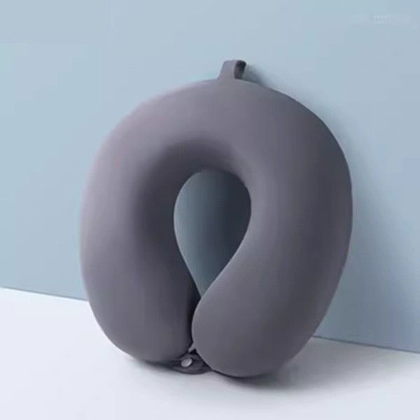 Perna de Calatorie in Forma de U, Flippy, Pentru Gat si Cap, Umplutura din Spuma cu Memorie, 30x30 cm, Sistem Prindere Capse, Cutie de Depozitare, Gri [4]