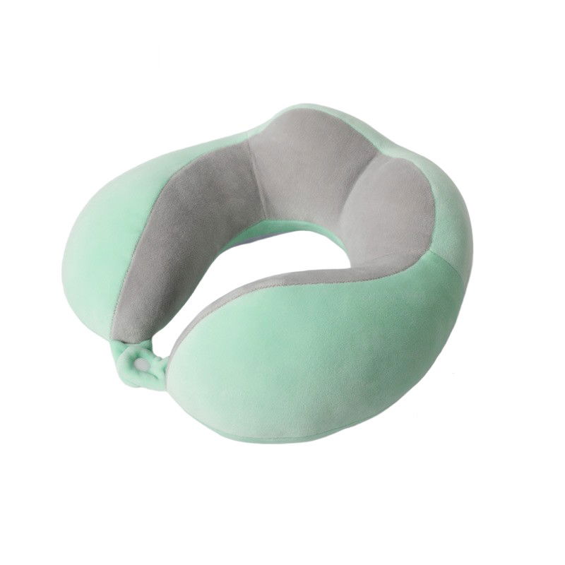 Perne Voiaj, Paturi si Textile - Perna de Voiaj Flippy, Pentru Gat, din Bumbac, 4 Cocoase Pentru Confort, Accesoriu de Voiaj, Birou, Masina, Sistem Prindere Capse, Verde