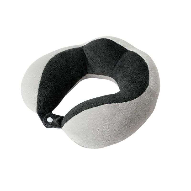 Perne Voiaj, Paturi si Textile - Perna de Voiaj Flippy, Pentru Gat, din Bumbac, 4 Cocoase Pentru Confort, Accesoriu de Voiaj, Birou, Masina, Sistem Prindere Capse, Negru