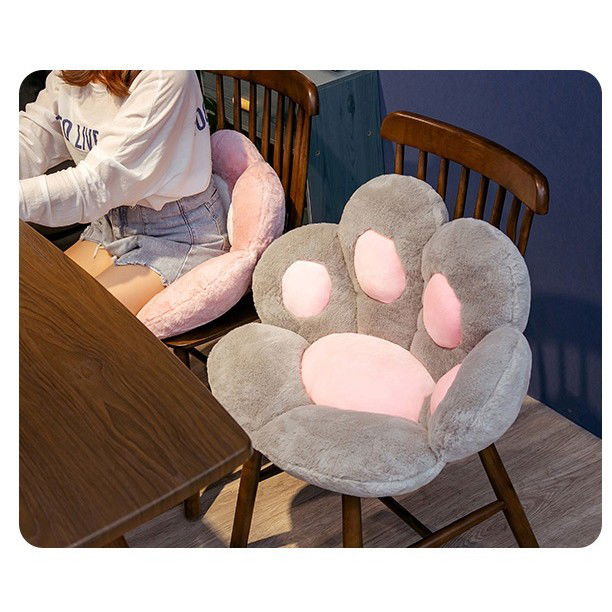 Perne Voiaj, Paturi si Textile - Perna Decorativa, Flippy, Model Laba de Pisica, din Plus, pentru Scaun/Canapea/Podea, 80 x 70 cm, Gri