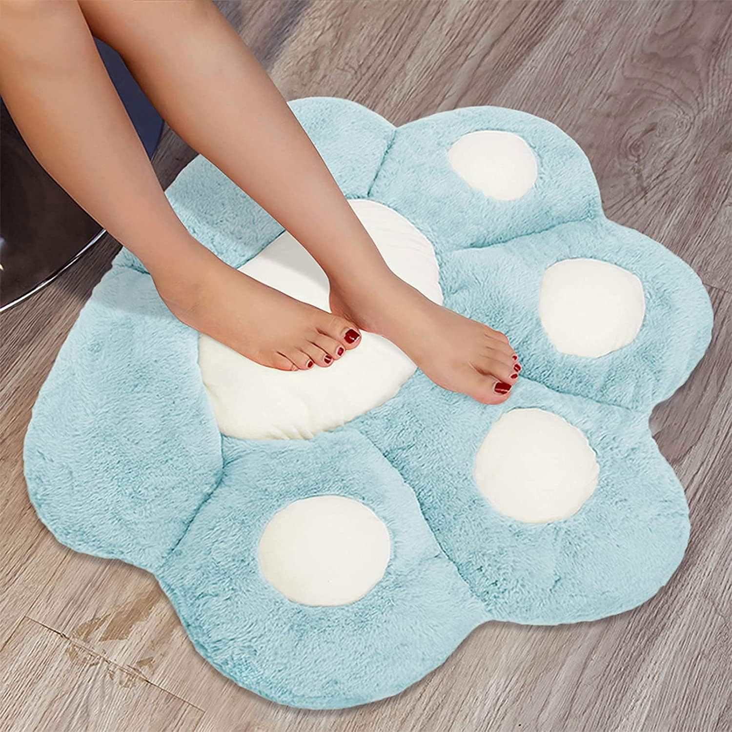 Perna Decorativa, Flippy, Model Laba de Pisica, din Plus, pentru Scaun/Canapea/Podea, 80 x 70 cm, Albastru Deschis [4]