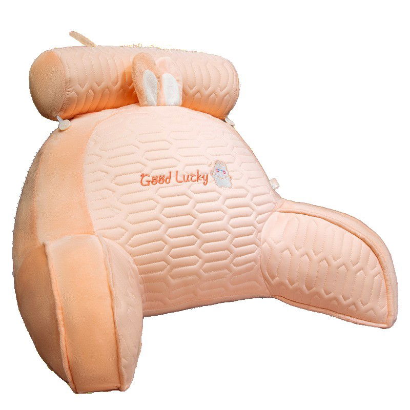 50 - 100 LEI - Perna Multifunctionala, Flippy, Spatar pentru Pat, Protectie Lombara, Marime Medie, 60 x 40 cm, din Latex, Model Iepure, Roz