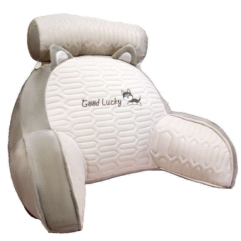 50 - 100 LEI - Perna Multifunctionala, Flippy, Spatar pentru Pat, Protectie Lombara, Marime Medie, 60 x 40 cm, din Latex, Model Catelus, Gri