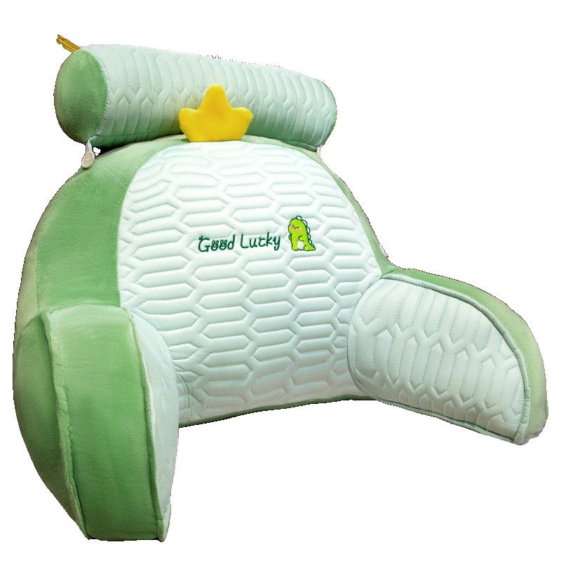 Perne Voiaj, Paturi si Textile - Perna Multifunctionala, Flippy, Spatar pentru Pat, Protectie Lombara, Marime Medie, 60 x 40 cm, din Latex, Model Dinozaur, Verde