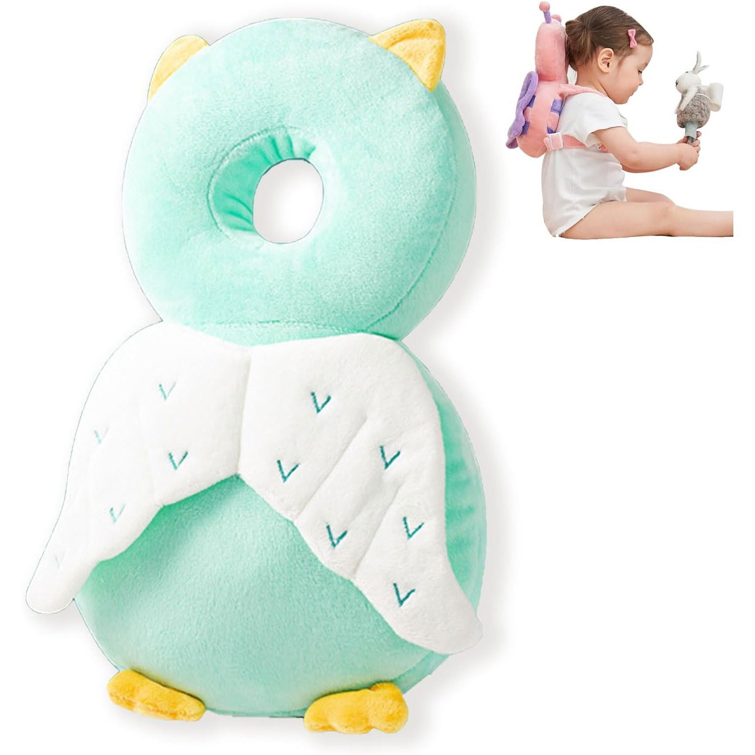 Perna tip Rucsac pentru Protectia Capului, Flippy, Tetiera tip Bufnita, pentru Bebelusi, 33x6x19 cm, 180 g, Verde [6]