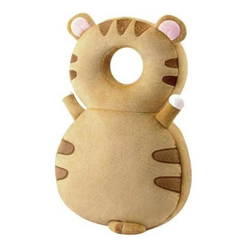 Perne Voiaj, Paturi si Textile - Perna tip Rucsac pentru Protectia Capului, Flippy, Tetiera tip Tigru, pentru Bebelusi, 33x6x19 cm, 180 g, Maro