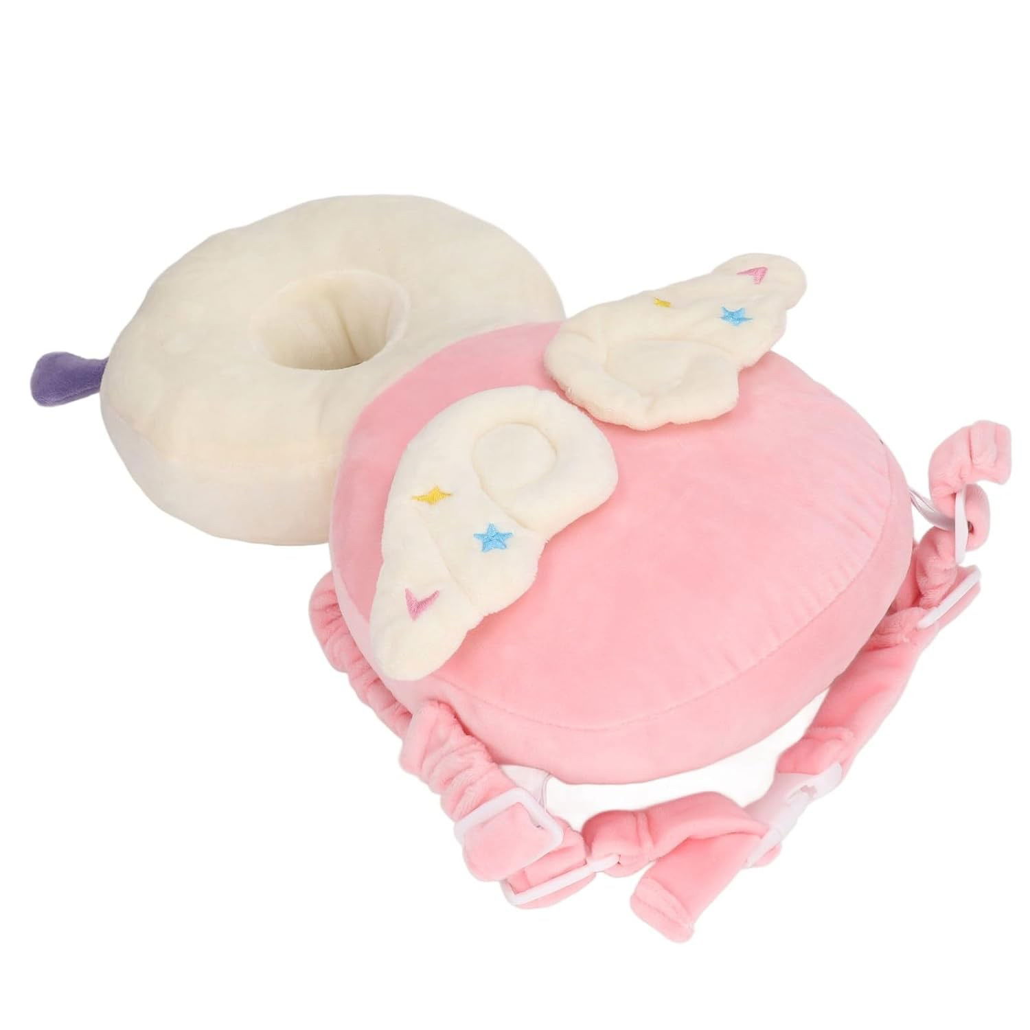 Perne Voiaj, Paturi si Textile - Perna tip Rucsac pentru Protectia Capului, Flippy, Tetiera tip Insecta, pentru Bebelusi, 33x6x19 cm, 180 g, Roz