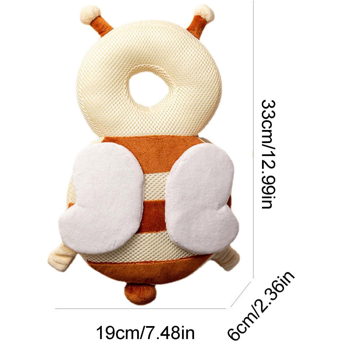 Perne Voiaj, Paturi si Textile - Perna tip Rucsac pentru Protectia Capului, Flippy, Tetiera tip Albina, pentru Bebelusi, Design tip Plasa, 33x6x19 cm, 180 g, Maro/Bej