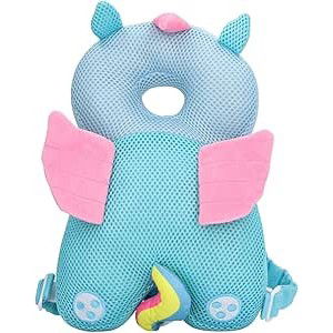 Perna tip Rucsac pentru Protectia Capului, Flippy, Tetiera tip Unicorn, pentru Bebelusi, Design tip Plasa, 33x6x19 cm, 180 g, Albastru [3]