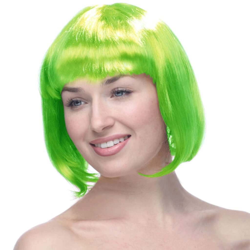 Costume si Deghizare - Peruca Cosplay, Flippy, Tunsoare Bob cu Breton, pentru Carnaval, Halloween, Petreceri Tematice, din PET, Marime Universala, Verde