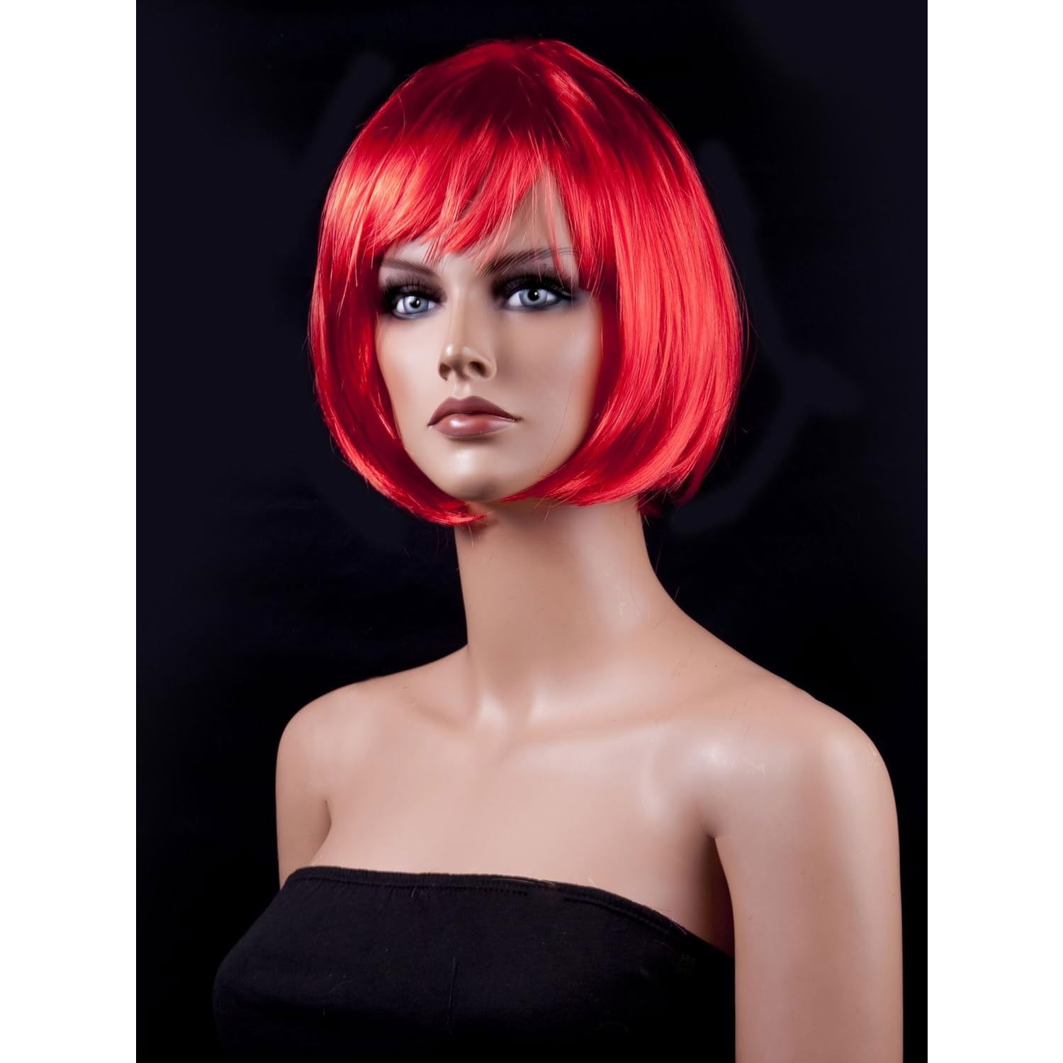 Costume si Deghizare - Peruca Cosplay, Flippy, Tunsoare Bob cu Breton, pentru Carnaval, Halloween, Petreceri Tematice, din PET, Marime Universala, Rosu