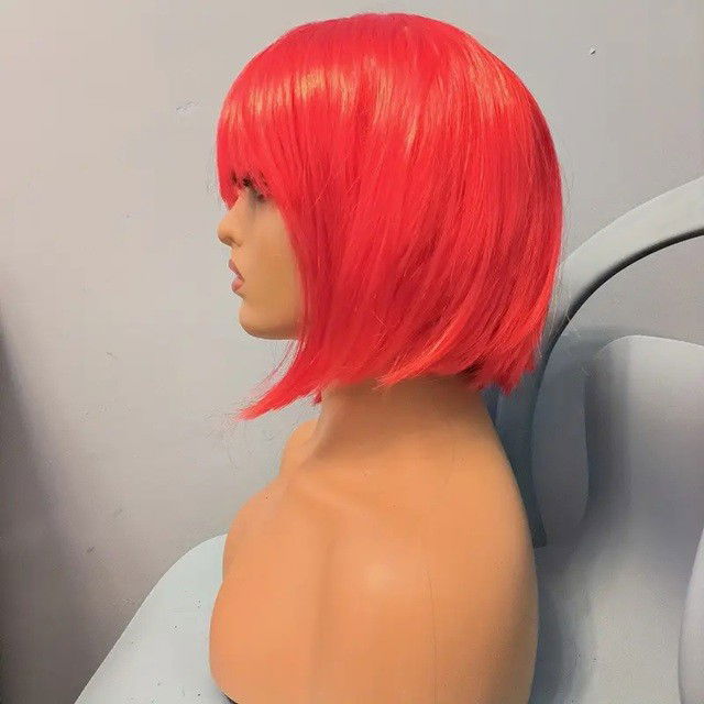 Peruca Cosplay, Flippy, Tunsoare Bob cu Breton, pentru Carnaval, Halloween, Petreceri Tematice, din PET, Marime Universala, Rosu [5]