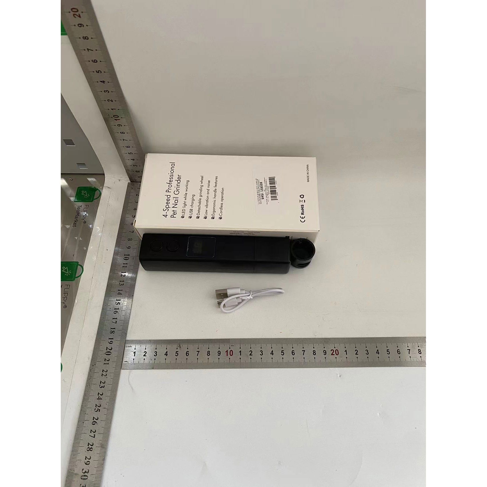 Pila Electrica pentru Animalute de Companie, Flippy, Incarcare USB, Laser pentru Joaca, Capac Impotriva Prafului, Display Electronic, 15 x 3 cm, Mai Multe Viteze, Negru [4]