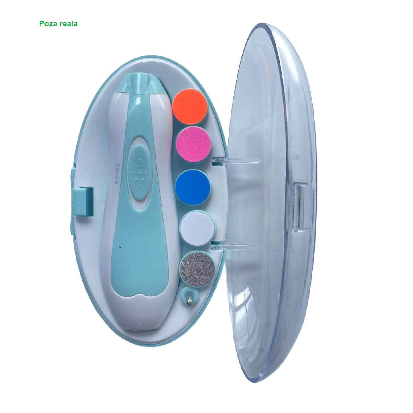 Articole Diverse copii - Pila Electrica Unghii pentru Bebelusi, Flippy, 6 Piese, 15 x 4.5 x 3 cm, Silentios, 0-3 Ani, 4 Trepte de Viteza, Albastru