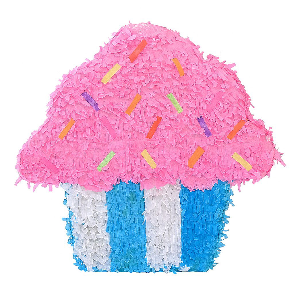 Pinata - Pinata Briosa CupCake pentru Petrecere, Flippy, din Hartie Creponata si Carton, Pinata pentru Petreceri, 45 x 35 x 10 cm, Roz