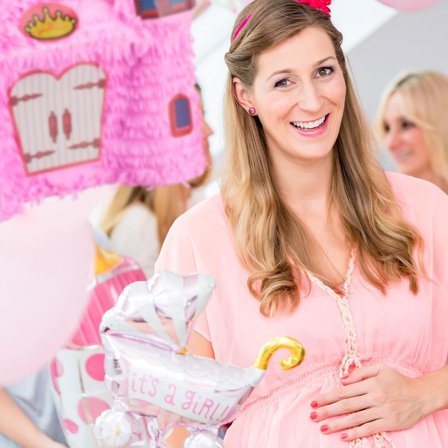 Pinata Castel Printesa pentru Petrecere, Flippy, din Hartie Creponata si Carton, Pinata pentru Petreceri, 40 x 37 x 15 cm, Roz deschis [4]