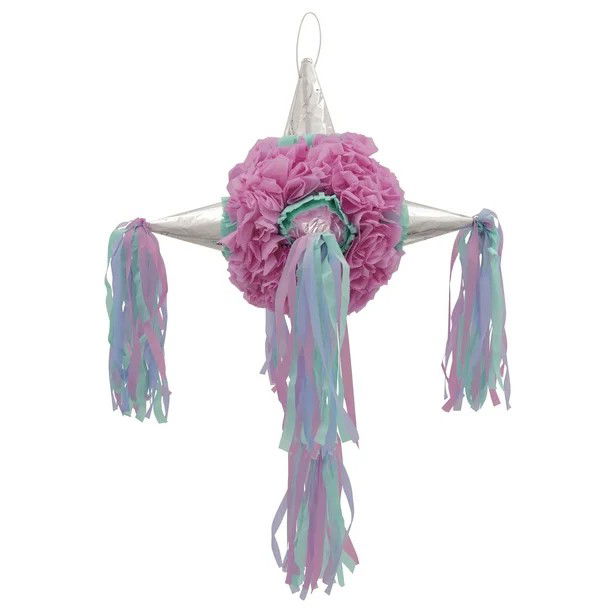 Pinata Rotunda pentru Petrecere, Flippy, Detalii Argintii, din Hartie si Carton, Pinata pentru Copii, 76 x 50 x 50 cm, Roz [3]