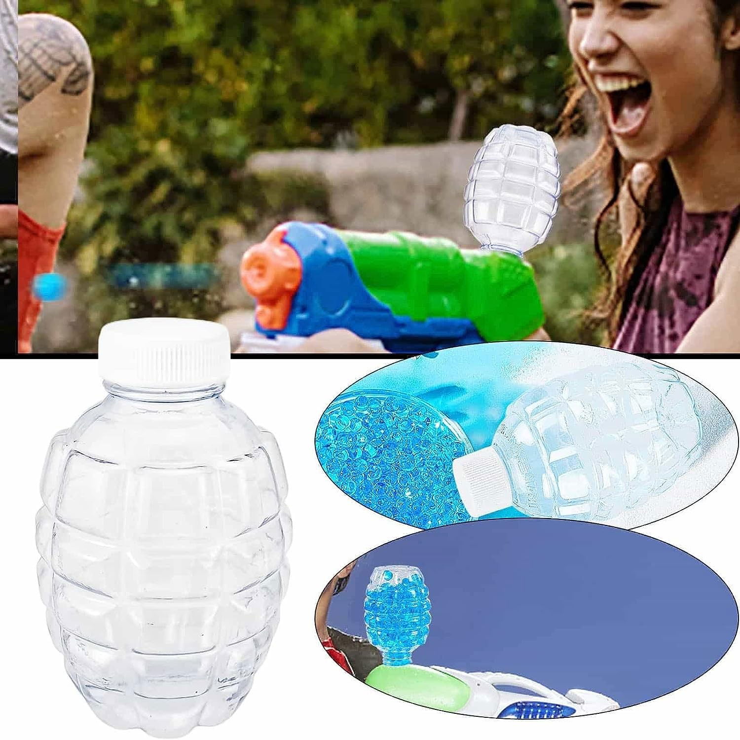 Munitie, Flippy, 20.000 Bile Gel pentru pistoale de jucarie Gel Blaster, Sticla Ananas 10.5x6.5 mm, Albastru [3]