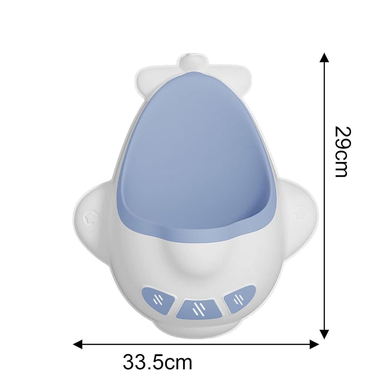 Articole pentru baie - Pisoar pentru Baieti, Flippy, 0-8 Ani, in Forma de Avion, Perie Inclusa, Montare pe Perete, Carlig Autoadeziv Inclus, 29 x 33.5 cm, Alb/Albastru