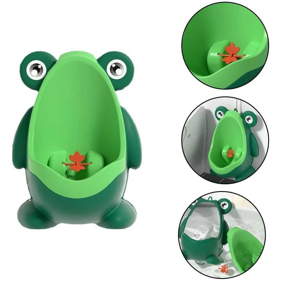 Pisoar pentru Baieti, Flippy, 0-8 Ani, in Forma de Broasca, Perie Inclusa, Montare pe Perete, Carlig Autoadeziv Inclus, 29 x 22.5 cm, Verde [3]