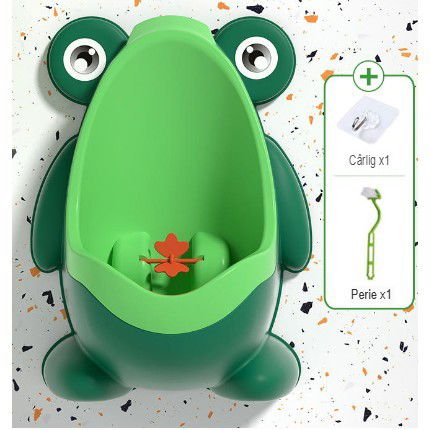 Pisoar pentru Baieti, Flippy, 0-8 Ani, in Forma de Broasca, Perie Inclusa, Montare pe Perete, Carlig Autoadeziv Inclus, 29 x 22.5 cm, Verde [8]