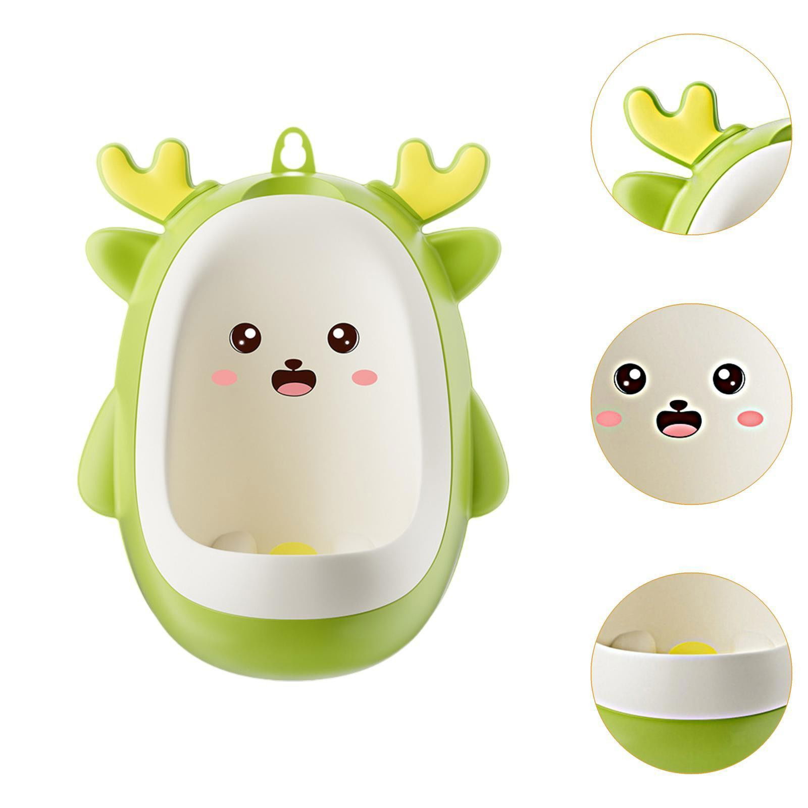 Pisoar pentru Baieti, Flippy, 0-8 Ani, in Forma de Cerb, Perie Inclusa, Montare pe Perete, Carlig Autoadeziv Inclus, 29.8 x 23.8 cm, Verde [4]