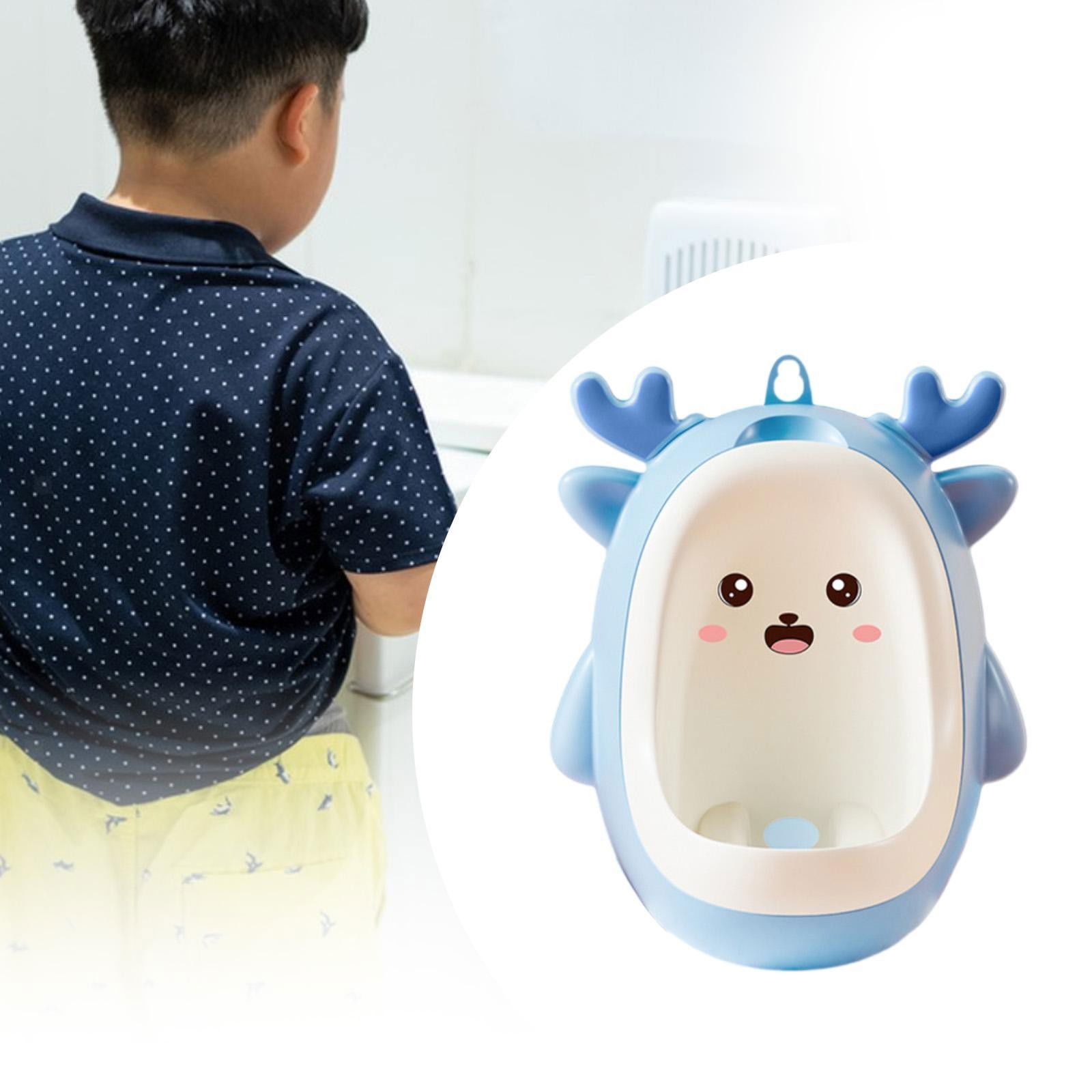 Articole pentru baie - Pisoar pentru Baieti, Flippy, 0-8 Ani, in Forma de Cerb, Perie Inclusa, Montare pe Perete, Carlig Autoadeziv Inclus, 29.8 x 23.8 cm, Albastru