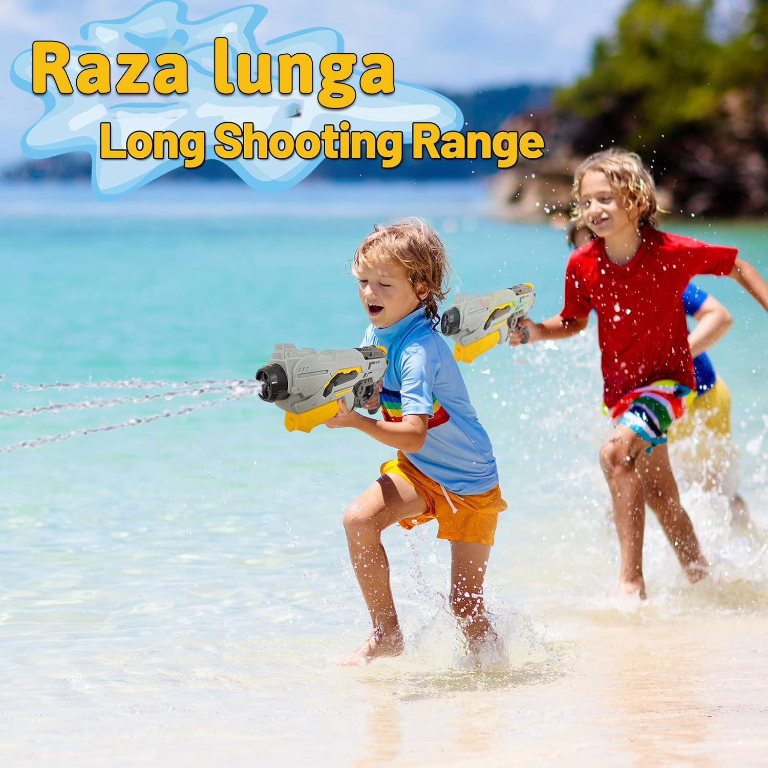 Pistol cu Apa de Inalta Presiune pentru Copii, Flippy, Jucarie Pistol cu Apa, Capacitate 1.5 L, 43 x 20 x 4 cm, Petrecerile de Vara, 4-12 Ani, Negru Gri [7]