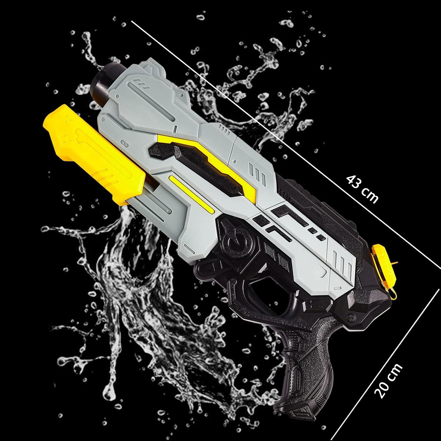 Pistol cu Apa de Inalta Presiune pentru Copii, Flippy, Jucarie Pistol cu Apa, Capacitate 1.5 L, 43 x 20 x 4 cm, Petrecerile de Vara, 4-12 Ani, Negru Gri [4]