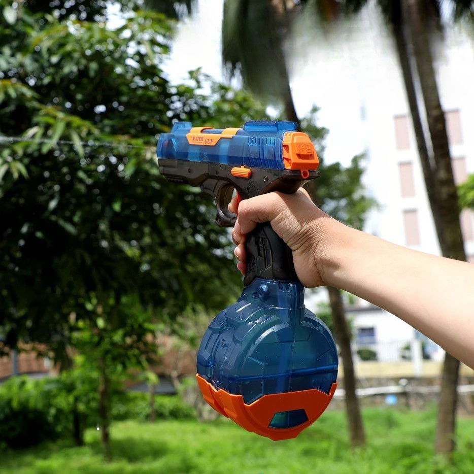 Pistol cu Apa Electric, Flippy, 2 Rezervoare 75/350 ml, din ABS+Silicon, Baterie, Incarcare USB, Conectare la Furtun, +6 Ani, Albastru [6]